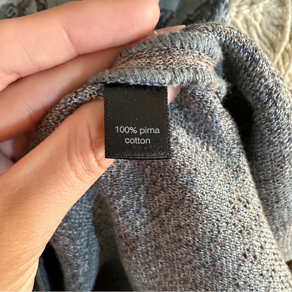 PERUVIAN CONNECTION blue and brown paisley pima cotton midi sweater dress S - Picture 6 of 9